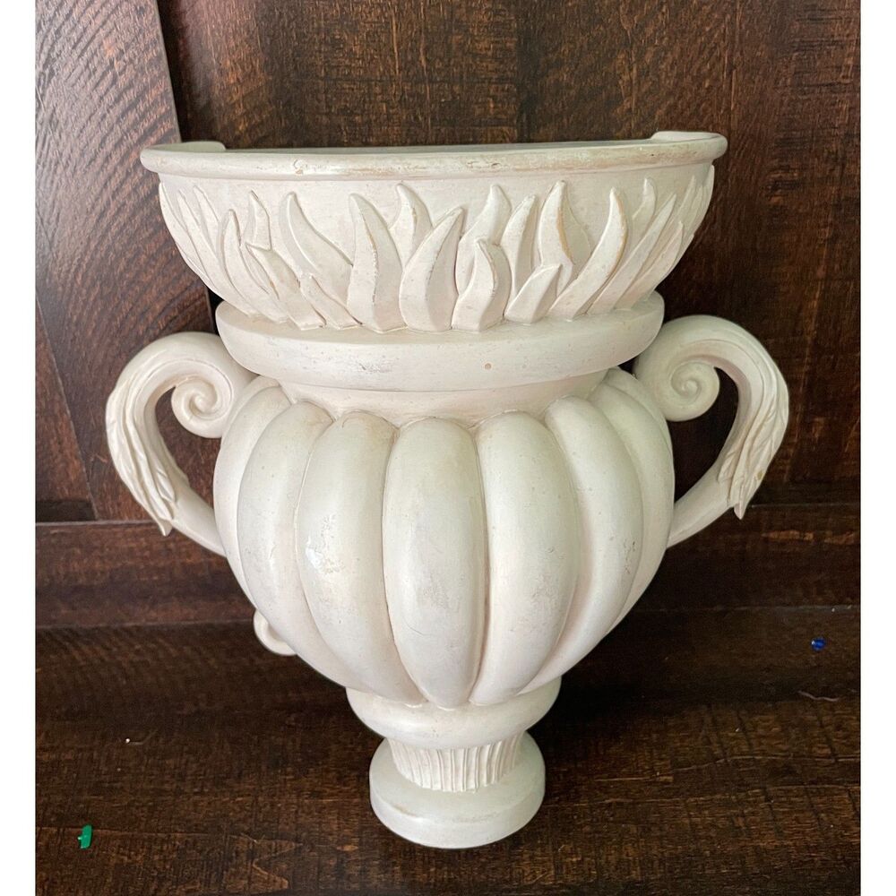 Vintage Neoclassical Wall Pocket Planter |  Urn Wall Vase | Hollywood Regency